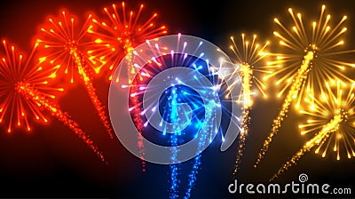 Festive color firework background. Vector Illustration