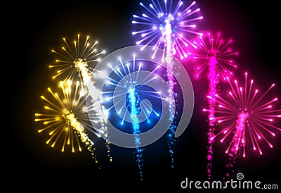 Festive color firework background. Vector Illustration