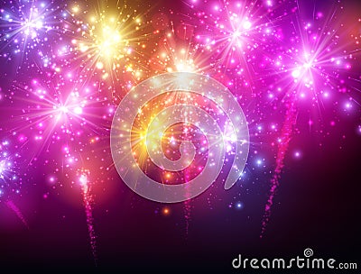 Festive color firework background Vector Illustration