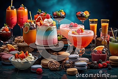 Festive and Colorful Desserts Stock Photo