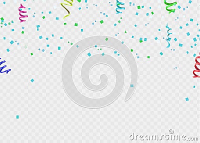 Festive colorful Party shiny banners with air balloons and serpentine. illustration Vector Illustration