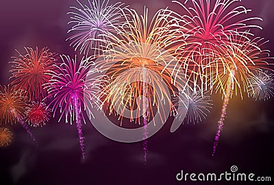 Festive colour firework background Vector Illustration