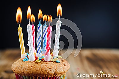 Festive cupcake on a dark background Stock Photo