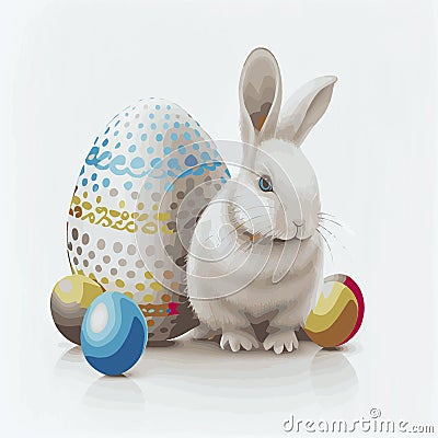 Festive cute rabbit and Easter Orthodox eggs on a light background - Vector Vector Illustration