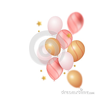 Festive decorations in the form of balls and garlands, glitter and stars Vector Illustration