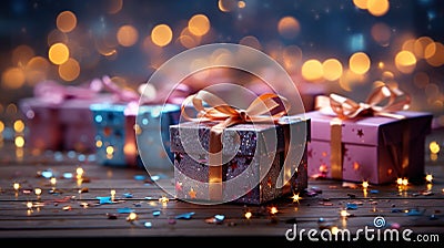 Festive Delight: Multicolored Christmas Gifts Stock Photo