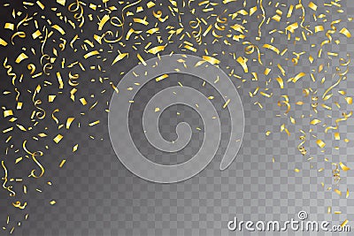 Festive design. Border of gold bright confetti Vector Illustration