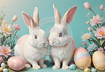 Festive Easter Bunnies Stock Photo