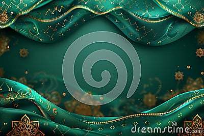 Festive elegance Green luxury background for Eid Al Fitr Ramadan Milad Stock Photo