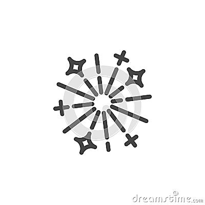 Festive firework line icon. Symbol of celebration of New Year, Christmas and other events. Flake pattern for decoration Vector Illustration