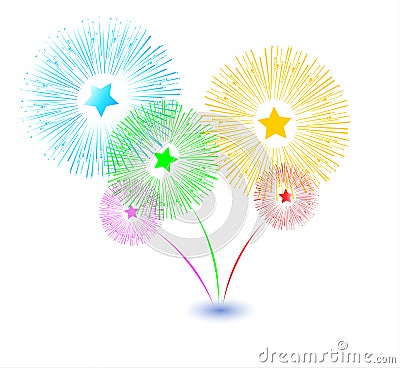 Festive Fireworks. Celebrating Christmas/New Year/National Holidays Concept Stock Photo