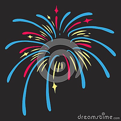 Festive fireworks element vintage colorful Vector Illustration