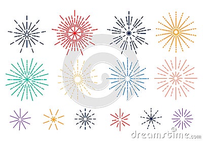 Festive fireworks isolated on white background. Flat style vector illustration Vector Illustration
