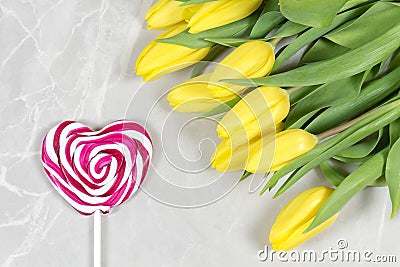 Festive flat lay for Valentine`s day, mother`s day, 8 march Stock Photo