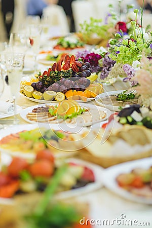 Festive Food Table Stock Photo