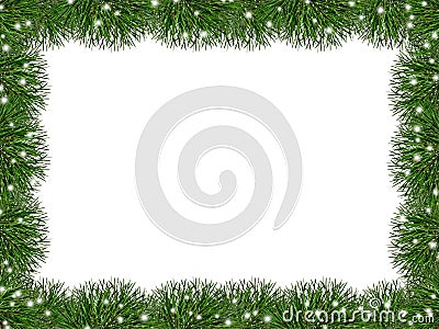 Festive frame of pine needles. Stock Photo