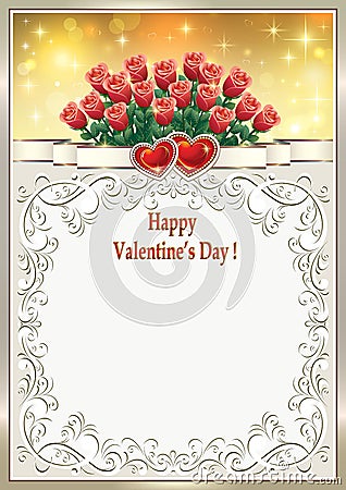 Festive frame on Valentine`s Day Vector Illustration