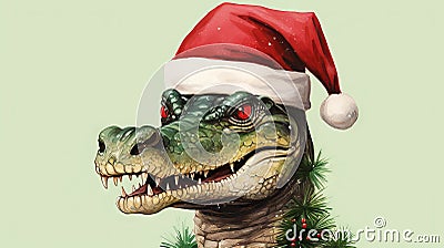 Festive Gator: Alligator in a Merry Christmas Extravaganza Stock Photo