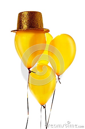 Festive golden balloons Stock Photo