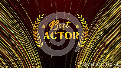 Festive Golden Yellow Red Shiny Best Actor Laurel Wreath Label With Curved Magic Comet Trail Sparkling Particles Stock Photo