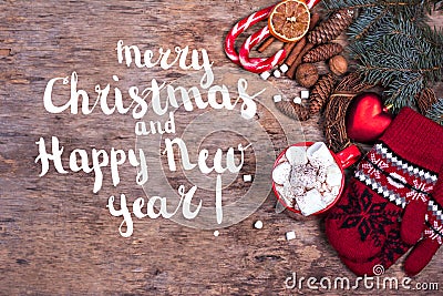 Festive Greeting Card Merry Christmas and Happy New Year Stock Photo