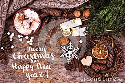 Festive Greeting Card Merry Christmas and Happy New Year Stock Photo