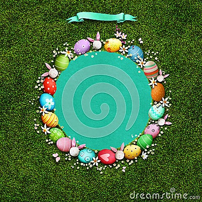 Round Easter frame with eggs Stock Photo