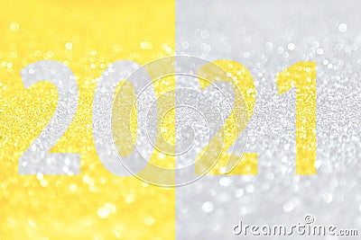 Festive grey yellow glitter background color 2021 Stock Photo