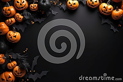 Festive Halloween Party Border With Vibes Stock Photo