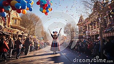 A festive holiday parade or street performance Stock Photo