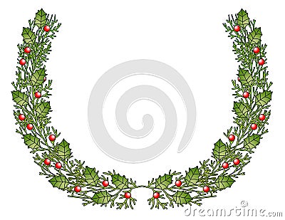 Festive Holly Bough Stock Photo