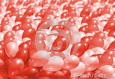 Balloons in trendy living coral color Stock Photo