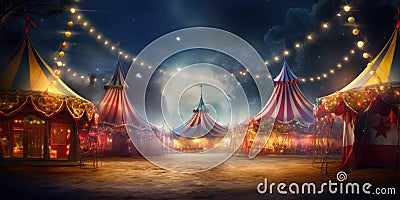 Festive Lighting And Tents For A Magical Moment A Joyful Depiction Of Bokeh Lights And Circus Art Su Stock Photo