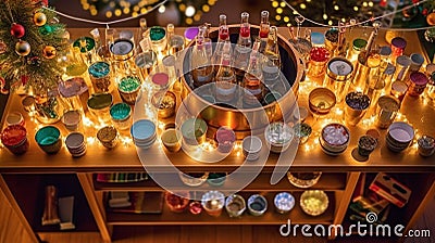 Festive New Years Eve Beverage Station Stock Photo