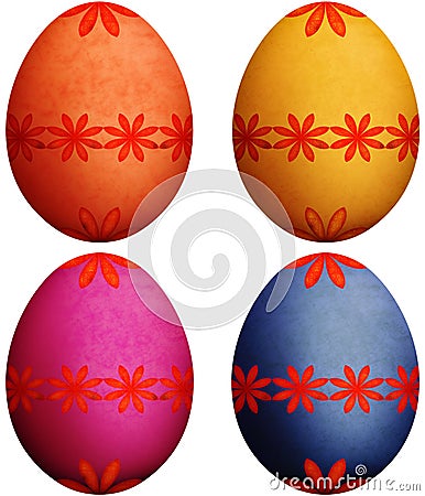 Festive Orange, Purple, Blue & Yellow Easter Eggs Stock Photo