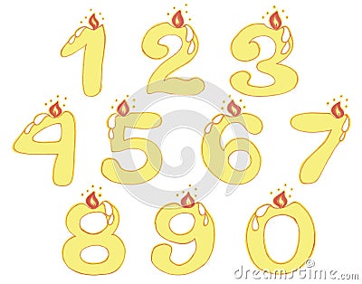 Festive numbers in the form of lighted candles Stock Photo