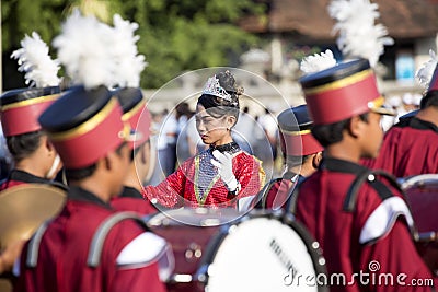 Festive parade on Independence Day , - Sampalan, Nusa Penida, Indonesia Editorial Stock Photo