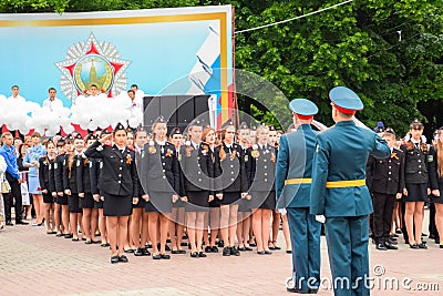Festive parade on May 9 in Slavyansk-on-Kuban, in honor of Victory Day in the Great Patriotic War Editorial Stock Photo