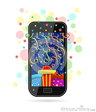 Festive phone Vector Illustration