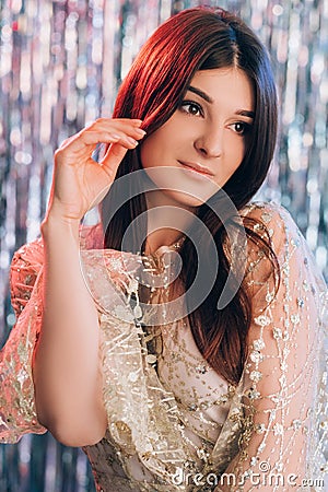 Festive portrait glamorous christmas look new year Stock Photo