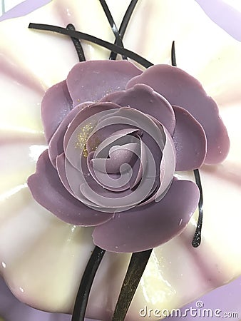 Festive purple cake with flower Stock Photo