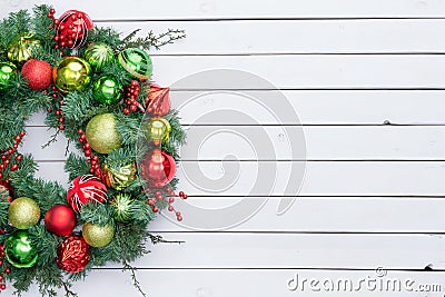 Festive red and green Christmas wreath Stock Photo