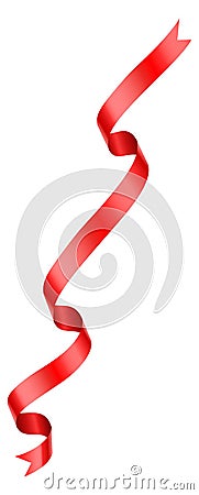 Festive red ribbon. Realistic wavy silk mockup Vector Illustration