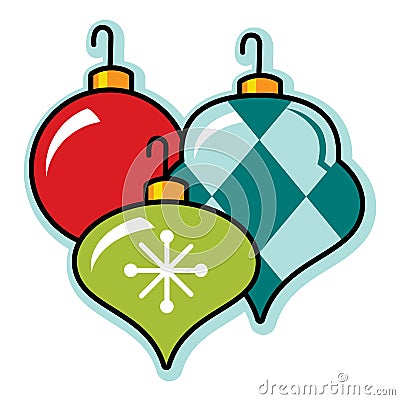 Festive retro Christmas ornament grouping, illustration Vector Illustration