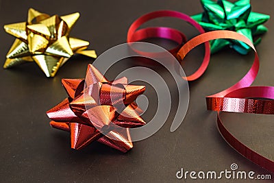 Festive ribbon bows Stock Photo