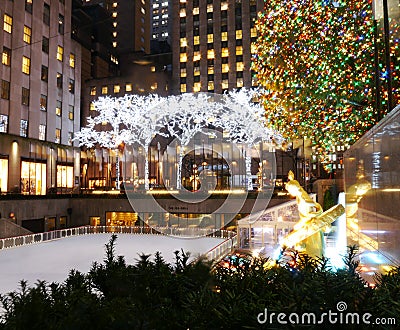 A Festive Rockefeller Center Editorial Stock Photo