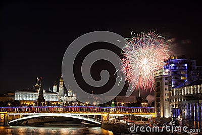 Festive salute over the Kremlin Stock Photo