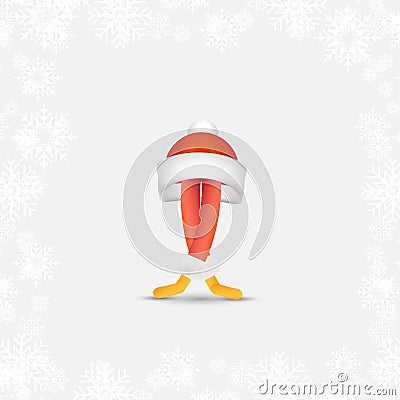 Festive Santa Ballet dancer. Abstract cartoon character for Christmas and new year in a red hat Stock Photo