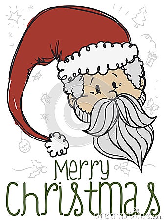 Festive Santa Claus Doodle for Christmas Celebration, Vector Illustration Vector Illustration