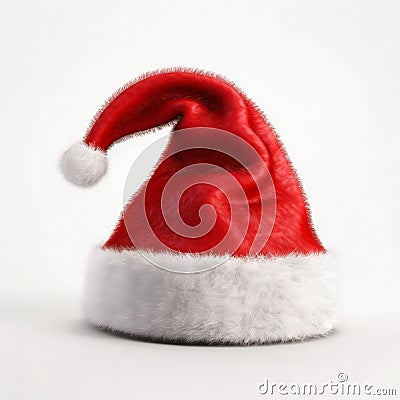 Festive Santa Claus Hat Isolated on White Background. Generative ai Cartoon Illustration